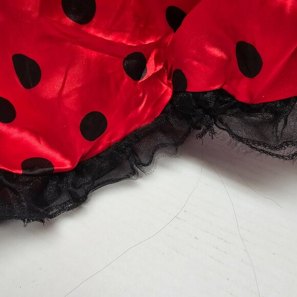 New L Large Miss Ladybug Animal Black Red Polka Dot Girls Dress Wings Costume - Picture 12 of 12
